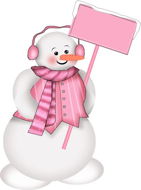 pink snowman clipart